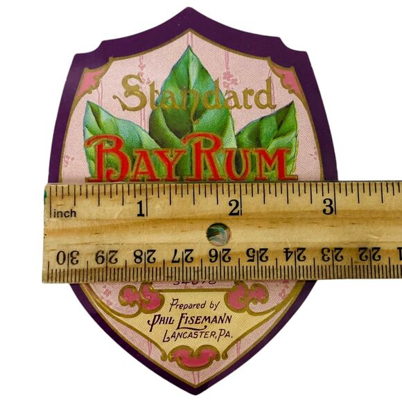 Standard Bay Rum label 1906 Phil Eisemann, Lancaster, PA Embossed Advertising - Picture 4 of 4